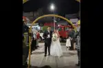 Bombero de Termas de Río Hondo celebra boda con guardia de honor