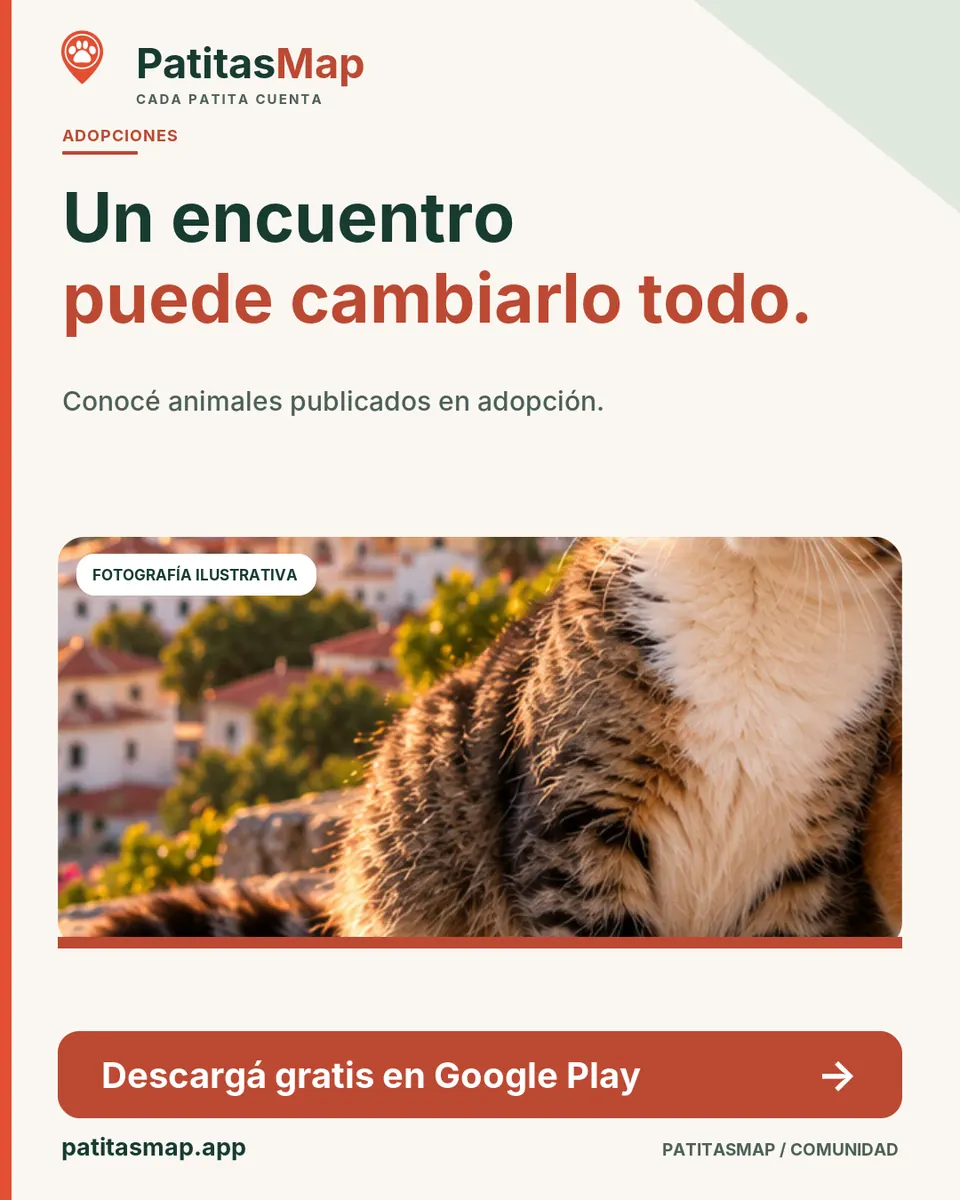 Placa de PatitasMap sobre animales publicados en adopción