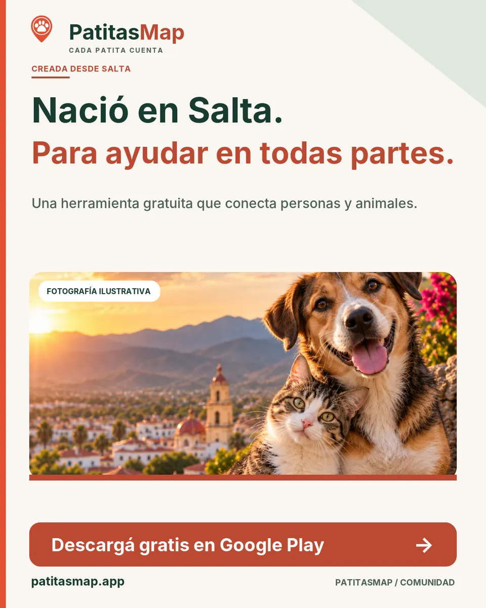 Placa de PatitasMap: Nació en Salta, para ayudar en todas partes